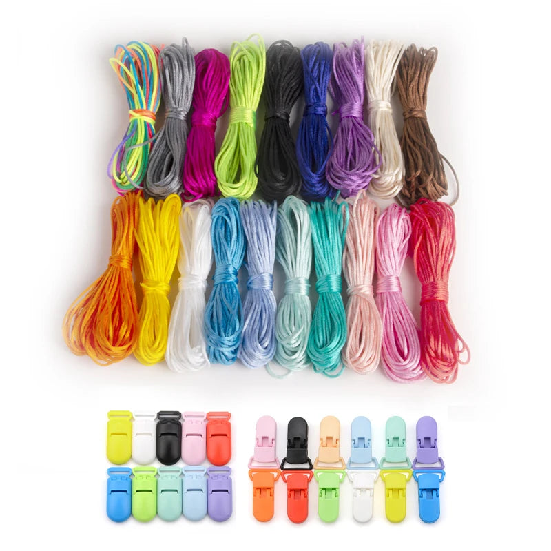 Pacifier Clip Plastic Clasps with Silicone Beads – 10 Pcs, 20mm