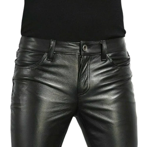 Men's Faux Leather Pants – Slim Fit Skinny Motorcycle Trousers