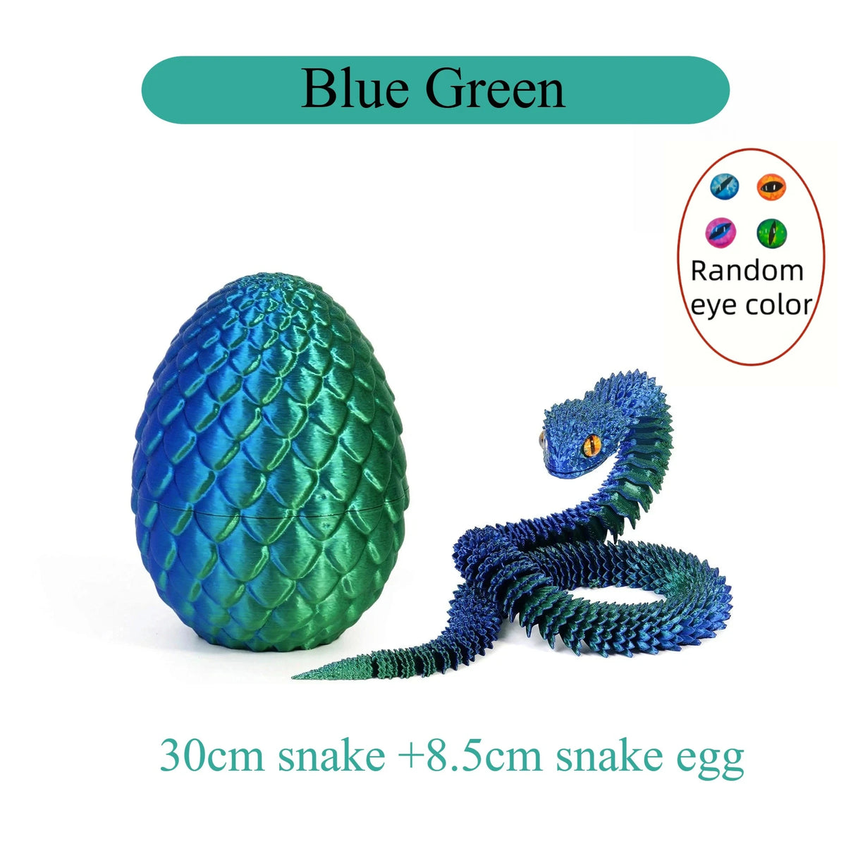 3D Printed Articulated Snake with Egg – Flexible Fidget Toy