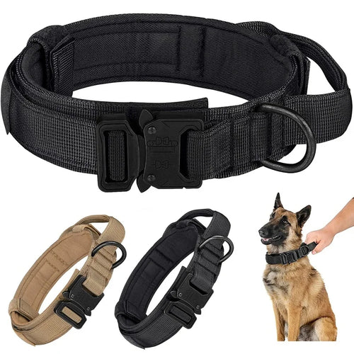 Tactical Dog Collar – Adjustable Military Nylon with Heavy Metal Buckle
