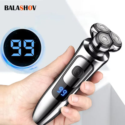 Men's Electric Shaver – Rechargeable 3-Head Rotary Razor with LED Display