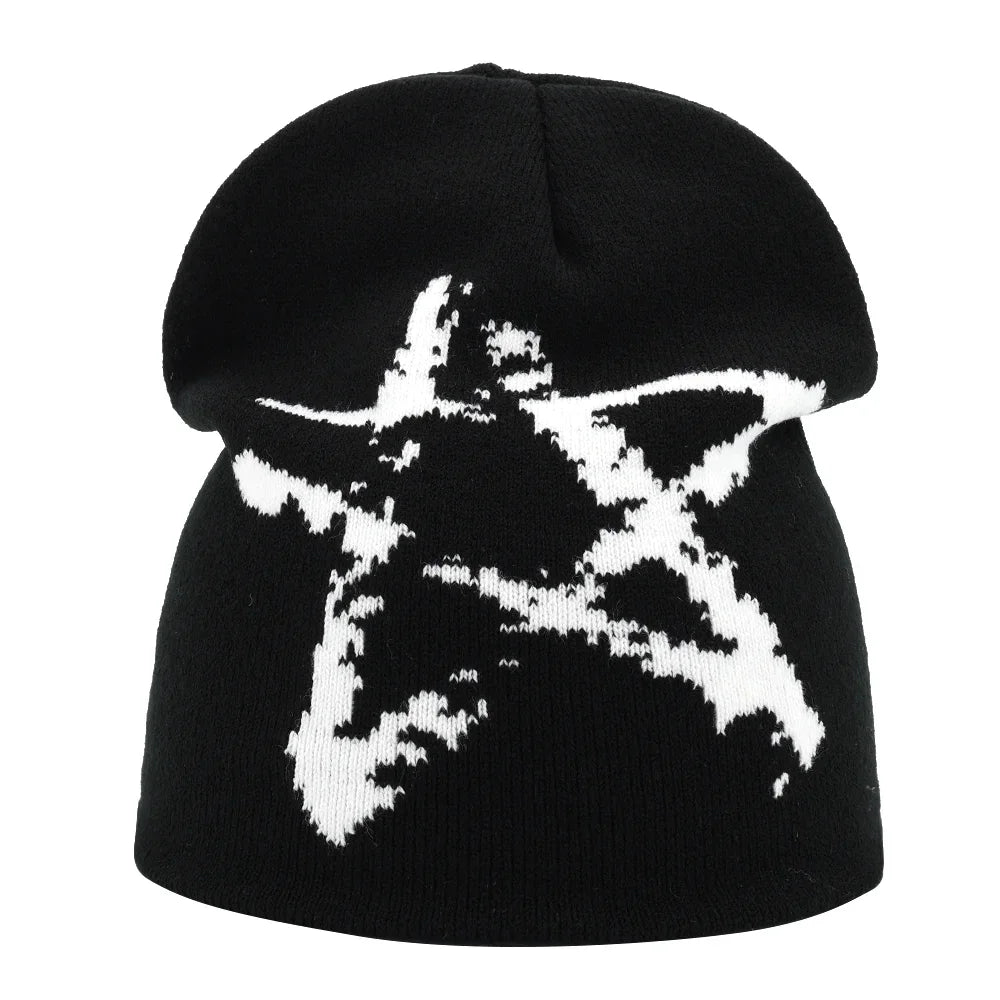 Y2K Letter Print Knit Beanie Hat – Unisex Winter Cap