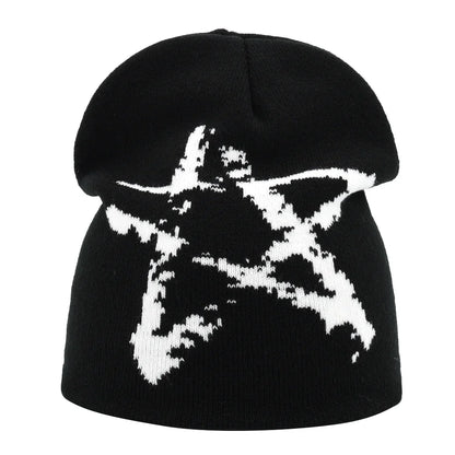 Y2K Letter Print Knit Beanie Hat – Unisex Winter Cap