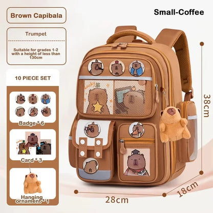 Capybara Kids School Backpack – Waterproof, Spine-Protection, Large Capacity