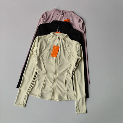 Women's Zip-Up Athletic Jacket – Slim Fit Long Sleeve Sports Coat