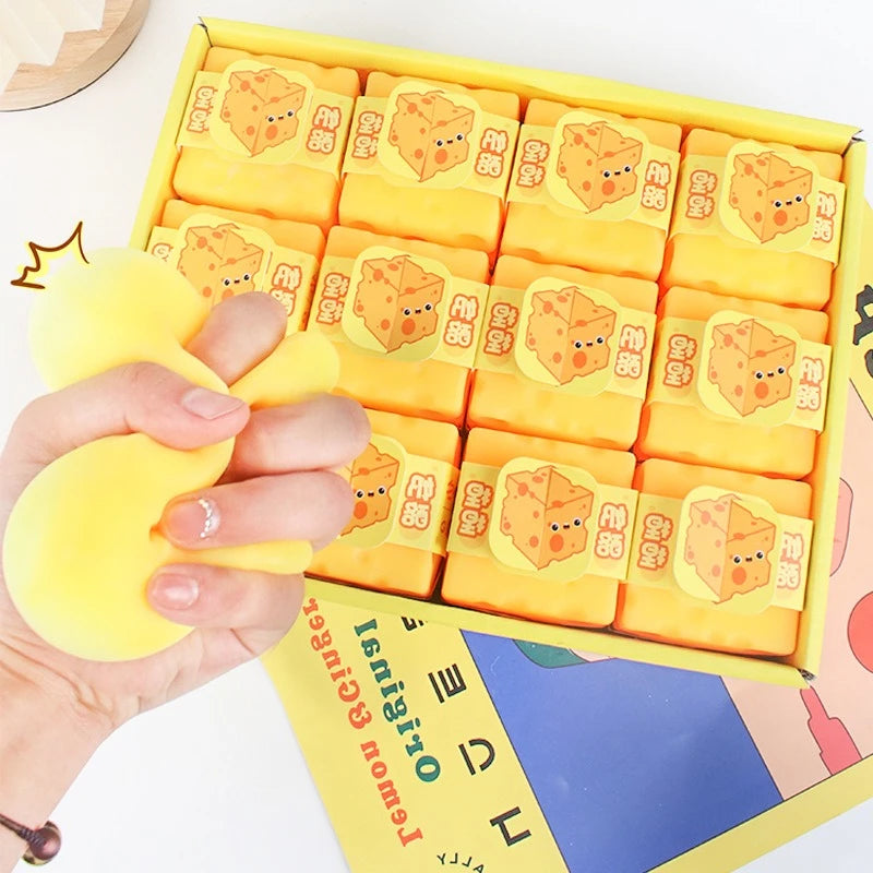 Squishy Cheese Block Stress Relief Fidget Toy – Slow Rising Squeeze