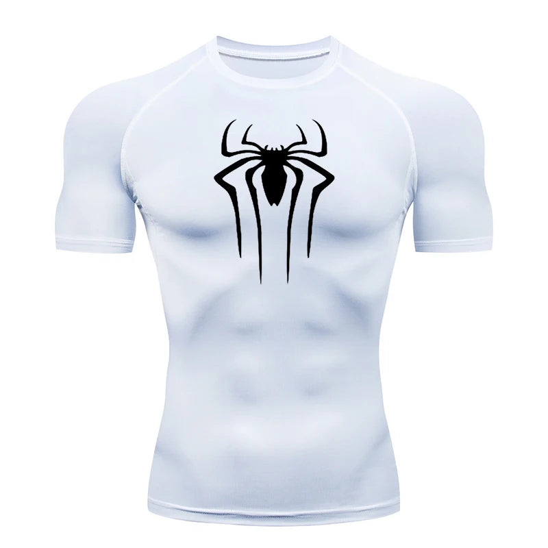 Men's Compression Short Sleeve Gym T-Shirt Spider Print