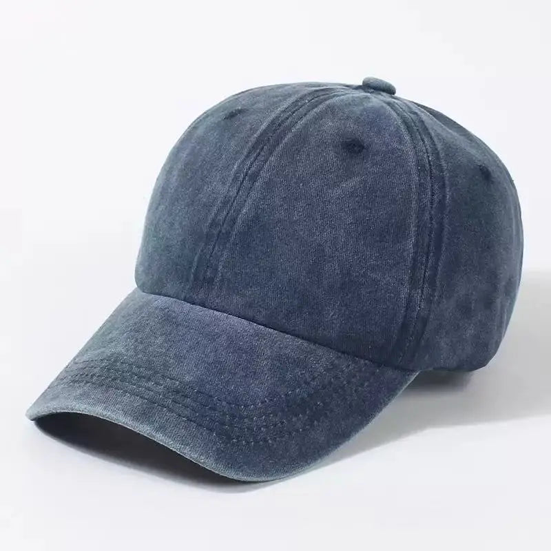 Retro Denim Baseball Cap – Solid Color Adjustable Sun Hat