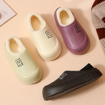 Waterproof Plush Cotton Slippers Non-Slip Thick Sole for Men & Women
