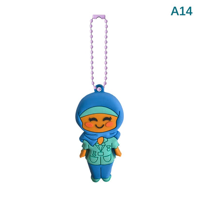 Ampoule Bottle Opener Keychain – Cute Nurse & Doctor Character, Syringe Vial Cutter