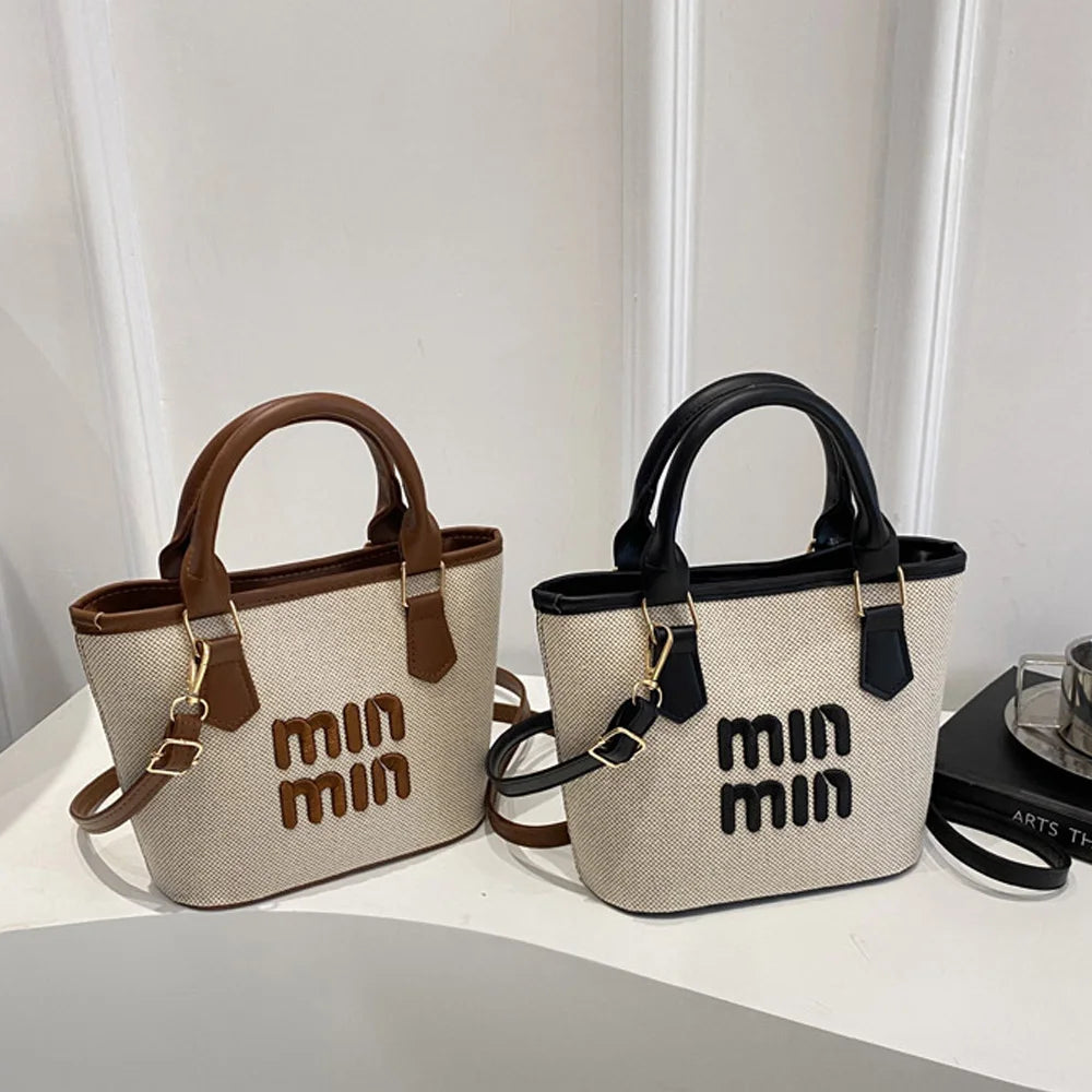 Straw Crossbody Handbag for Women – Casual Woven Tote Bag