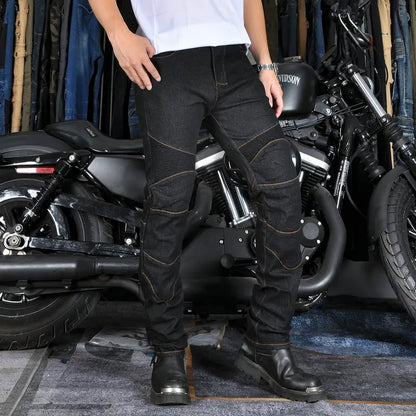 Men's Motorcycle Riding Jeans – Protective Gear, Stretch Denim, Sizes S–XXXXL
