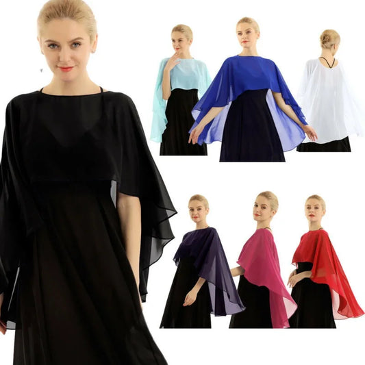 Chiffon Bridal Cape Wrap Women's Evening Shawl