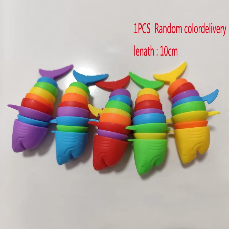 3D Slug Fidget Toy – Articulated Rainbow Caterpillar Sensory Toy