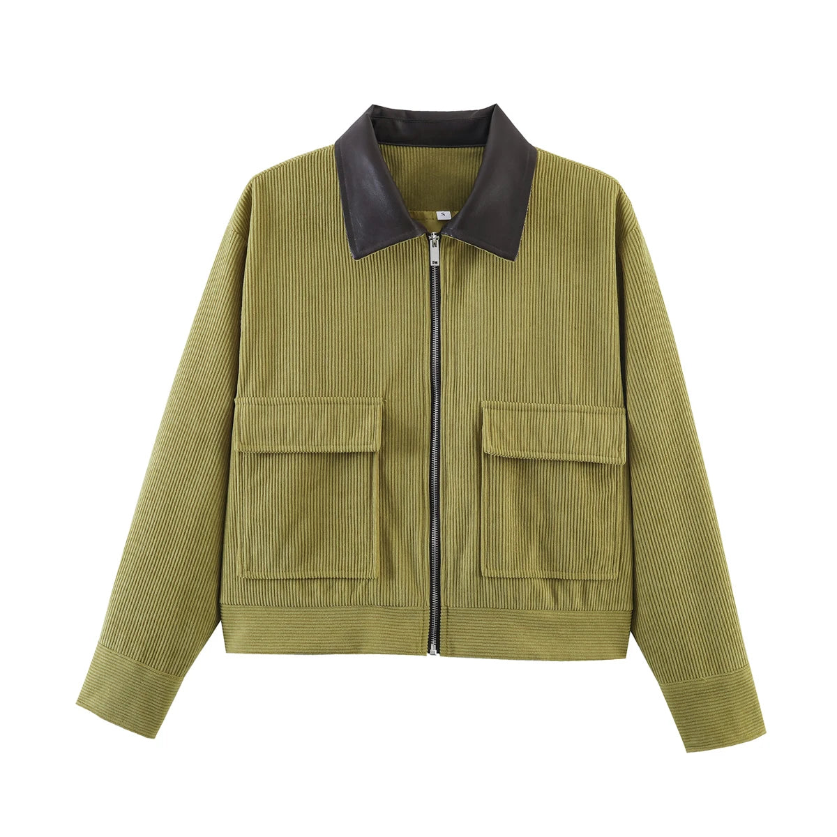 Women's Corduroy Zip-Up Jacket – Loose Fit Streetwear with Cargo Pockets