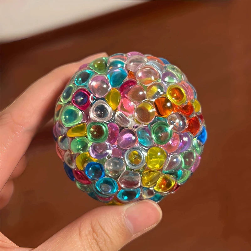 Colorful Ice Cube Bead Squeeze Stress Ball – Sensory Fidget Toy