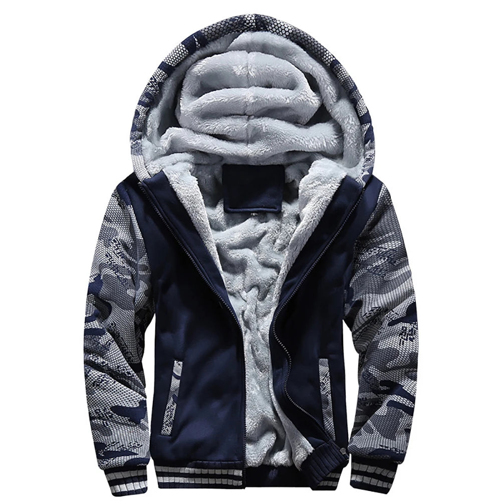 Men's Fleece-Lined Hooded Winter Jacket – Thick Streetwear Coat