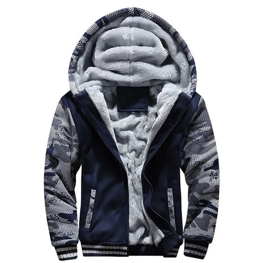 Men's Fleece-Lined Hooded Winter Jacket – Thick Streetwear Coat