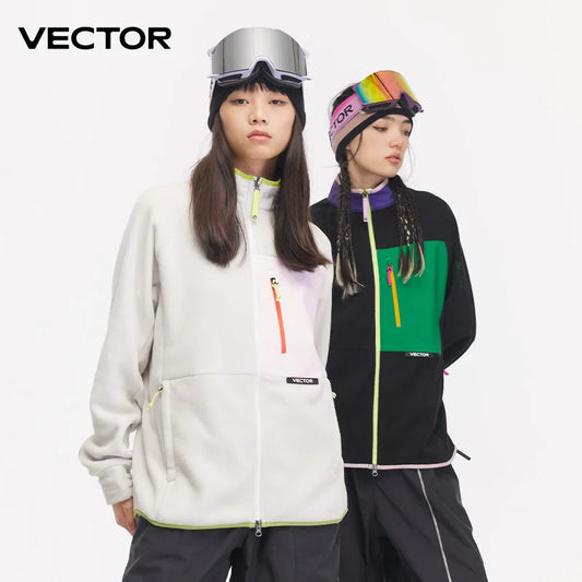 Vector Fleece Zip Jacket – Unisex Contrast Trim Warm Coat