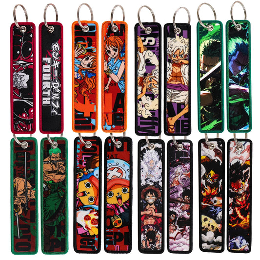 Anime Pirate Embroidered Keychain – Manga Key Fob for Car & Bag