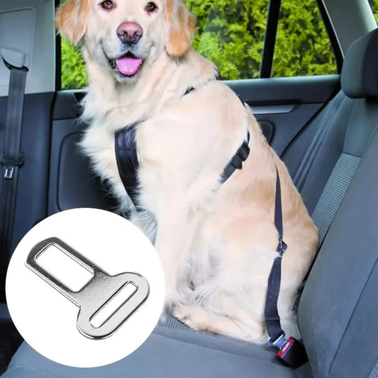 Pet Seat Belt Adapter with Metal Clip - Dog Car Safety Leash