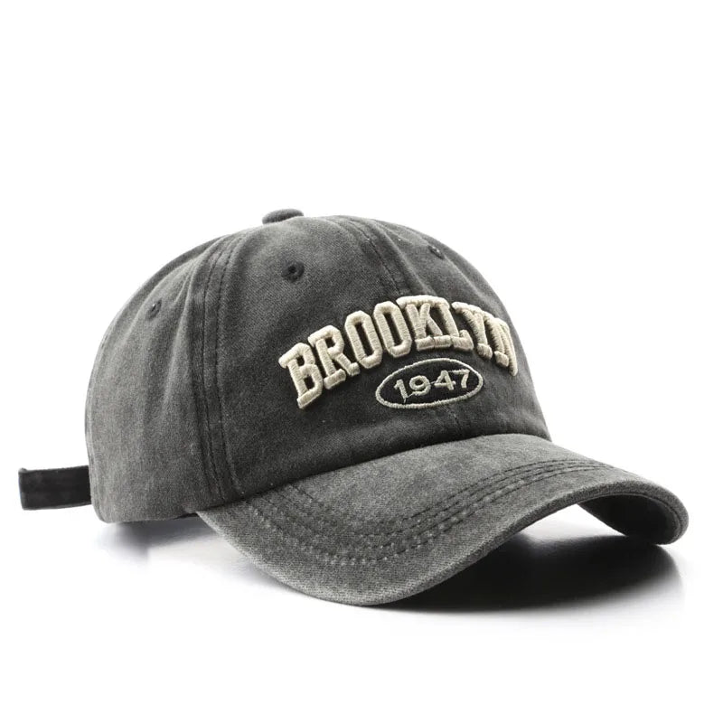 Brooklyn 1947 Embroidered Baseball Cap – Retro Washed Cotton Hat