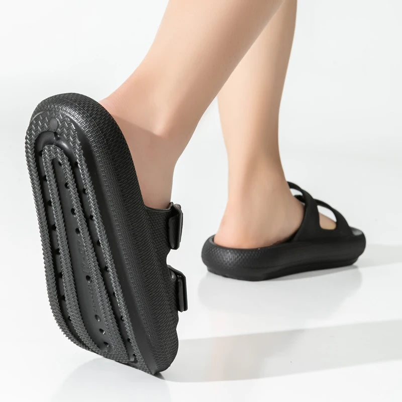 Men's Thick Sole Double Strap Sandals – Non-Slip Outdoor & Shower