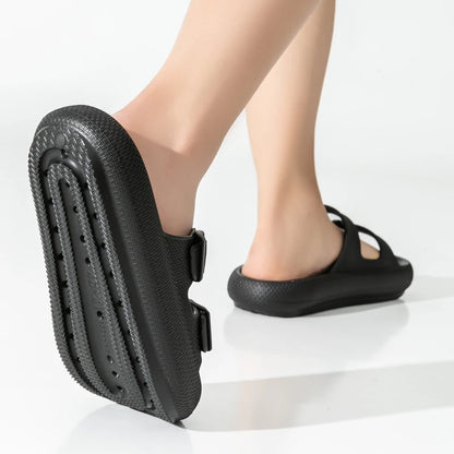 Men's Thick Sole Double Strap Sandals – Non-Slip Outdoor & Shower
