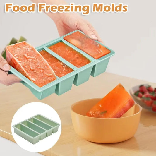 Silicone Freezer Tray 4-Grid Extra Large Sauce & Food Storage Mold