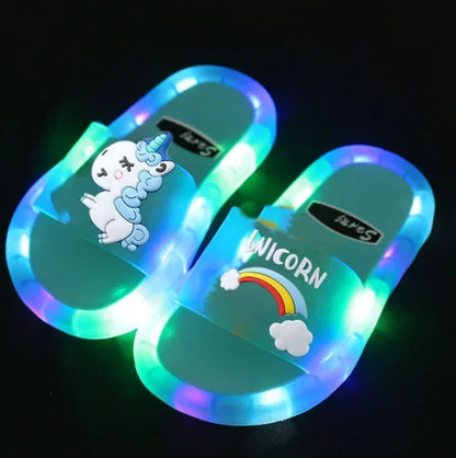 Kids' LED Light-Up Unicorn Slippers – Boys & Girls Sizes 24–35