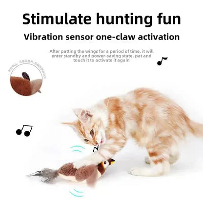 Electric Touch-Activated Cat Toy Bird – Squeaky Catnip Plush