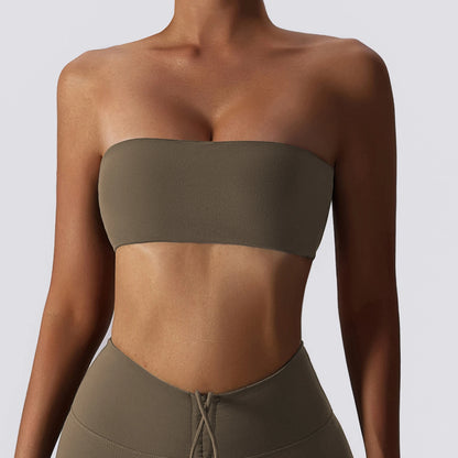 Women's Strapless Sports Bra – Seamless Bandeau Tube Top