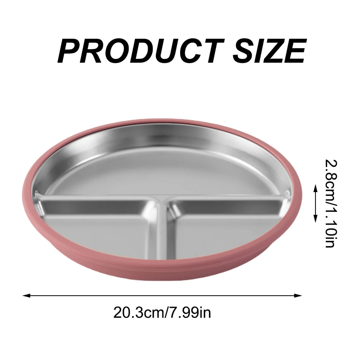 Baby Suction Divided Plate – Stainless Steel with Silicone Base