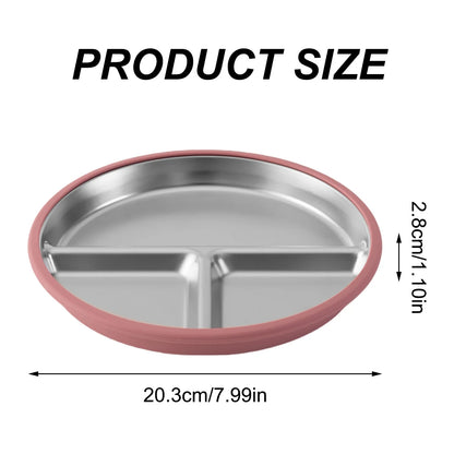 Baby Suction Divided Plate – Stainless Steel with Silicone Base