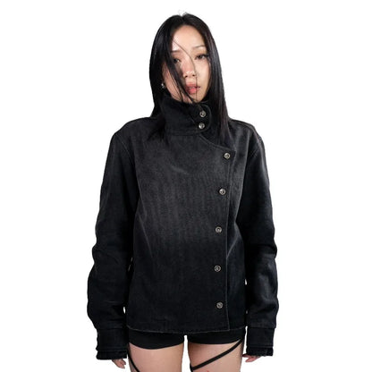 Y2K Fencing Jacket – Vintage Wash Canvas Unisex Gothic Streetwear