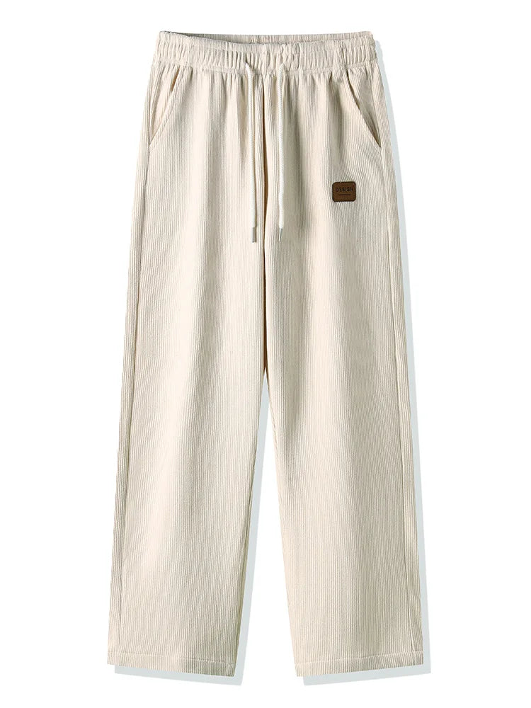 Men's Fleece-Lined Corduroy Sweatpants – Warm Straight Leg Track Pants