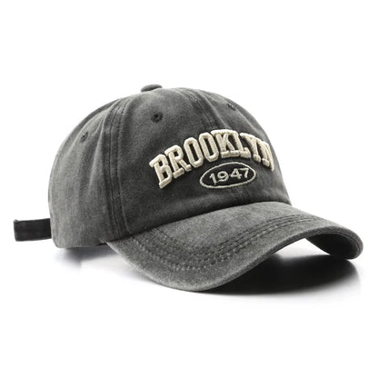 Brooklyn 1947 Embroidered Baseball Cap – Retro Washed Cotton Hat
