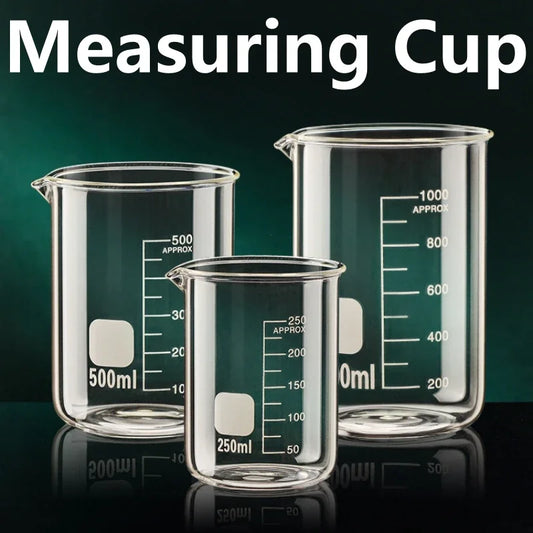 Borosilicate Glass Measuring Cup Beaker with Scale – Heat-Resistant, 50–1000ml