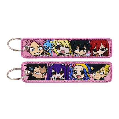 Anime Embroidery Keychain Tag – Cartoon Character Key Ring for Motorcycle, Car & Backpack