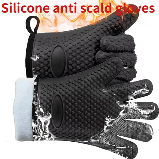 Heat-Resistant Silicone Oven Glove – Thick Five-Finger Kitchen Mitt