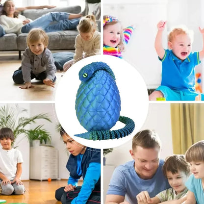 3D Printed Articulated Snake with Egg – Flexible Fidget Toy