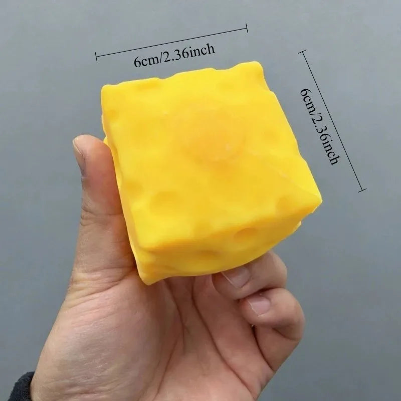 Squishy Cheese Block Stress Relief Fidget Toy – Slow Rising Squeeze