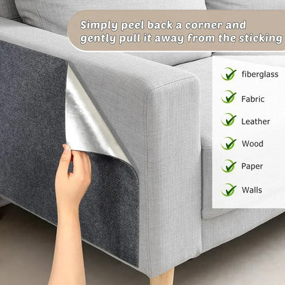 Cat Scratching Mat – Self-Adhesive Trimmable Carpet Pad for Furniture & Couch Protection