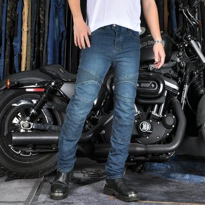Men's Motorcycle Riding Jeans with Detachable Knee Protectors