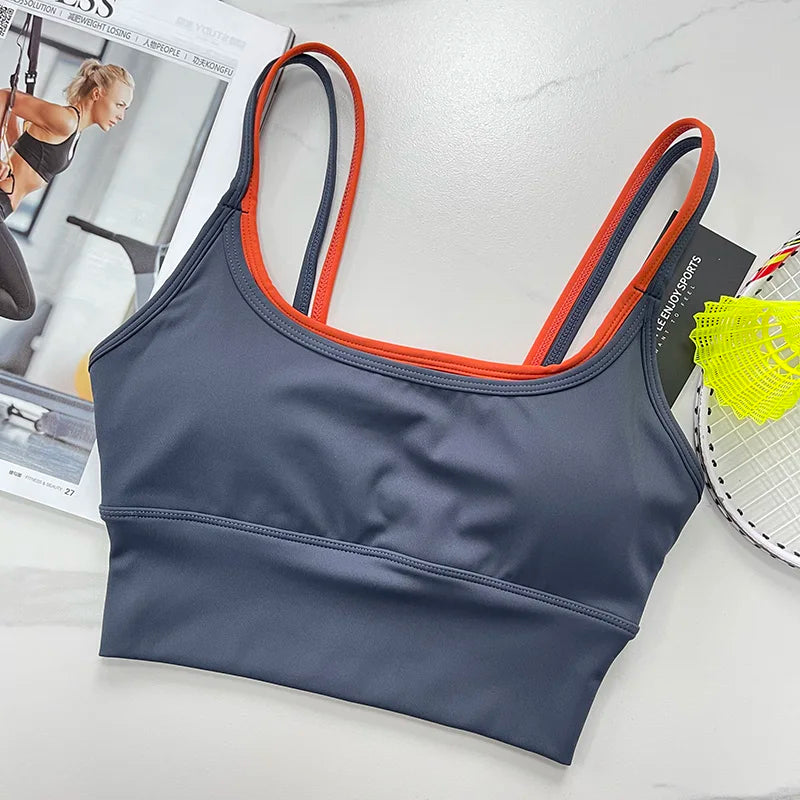 Women's Padded Sports Bra with Double Straps for Yoga & Gym