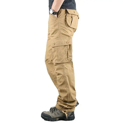 Men's Camo Tactical Cargo Pants – Multi-Pocket Cotton Work Trousers, Big Sizes