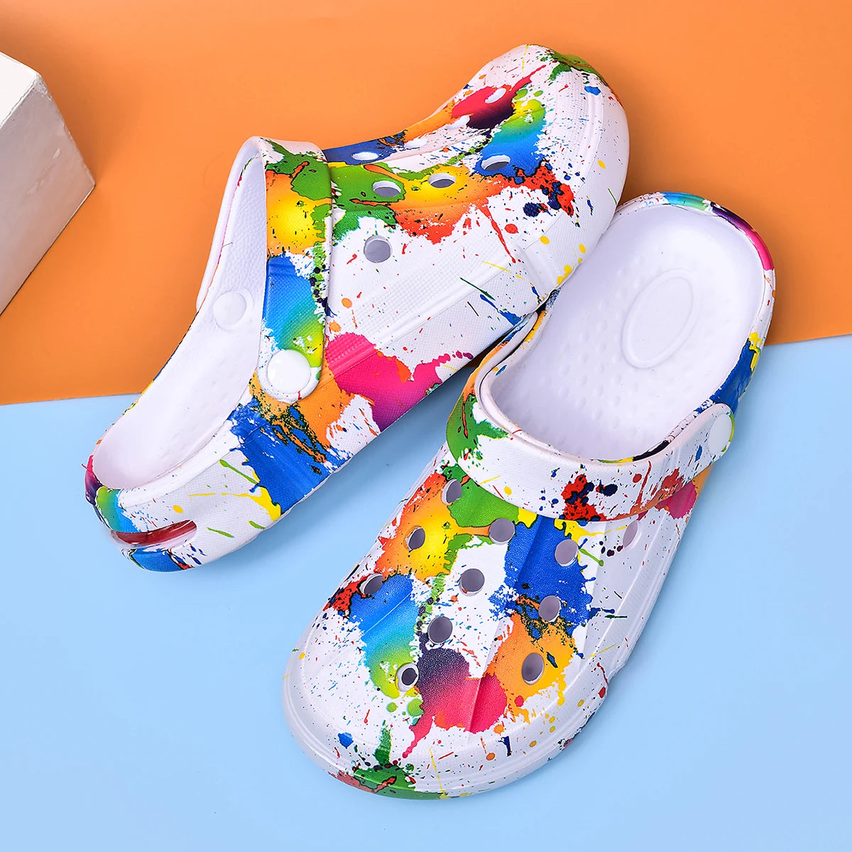 Colorful Print Clog Sandals – Breathable Unisex Garden Shoes
