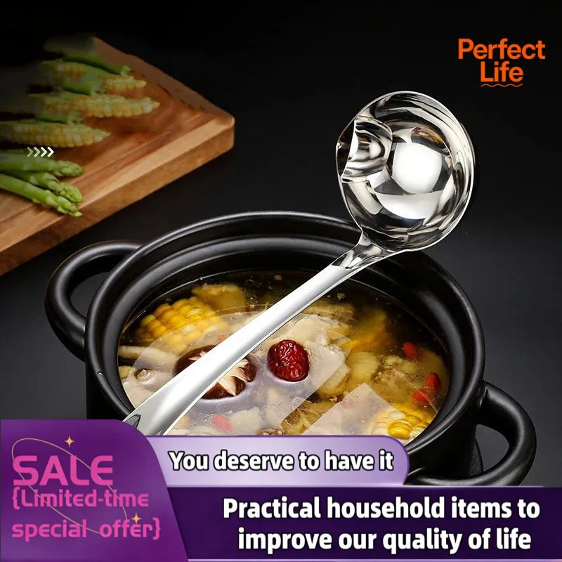 Stainless Steel Oil Skimmer Ladle – Fat Separator Spoon