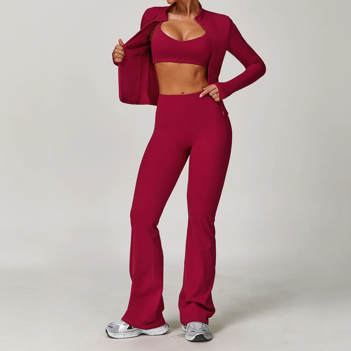 Women's Yoga Set 2-3 Piece Workout Tracksuit with Sports Bra