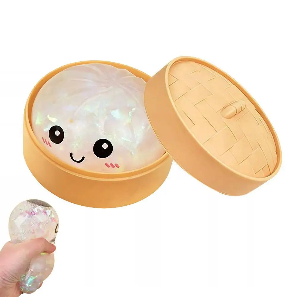 Dumpling Squishy Stress Ball – Fidget Sensory Toy with Steamer